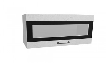 Лофт ПГСФ 800 шкаф верхний горизонтальный со стеклом и фотопечатью (Штукатурка белая/корпус Серый) в Зелёном Бору - zelyonyj-bor.mebel54.com | фото
