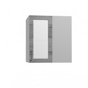 Лофт ПУС 650 шкаф верхний угловой со стеклом (Дуб цикорий/корпус Серый) в Зелёном Бору - zelyonyj-bor.mebel54.com | фото