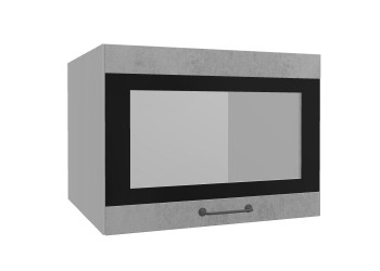 Лофт ВПГСФ 600 шкаф верхний горизонтальный со стеклом высокий с фотопечатью (Бетон светлый/корпус Серый) в Зелёном Бору - zelyonyj-bor.mebel54.com | фото