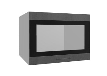Лофт ВПГСФ 600 шкаф верхний горизонтальный со стеклом высокий с фотопечатью (Бетон темный/корпус Серый) в Зелёном Бору - zelyonyj-bor.mebel54.com | фото