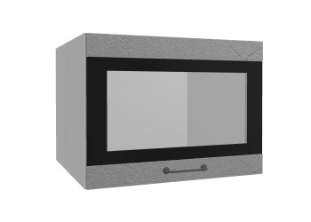 Лофт ВПГСФ 600 шкаф верхний горизонтальный со стеклом высокий с фотопечатью (Штукатурка серая/корпус Серый) в Зелёном Бору - zelyonyj-bor.mebel54.com | фото