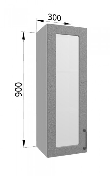 Лофт ВПС 300 шкаф верхний со стеклом высокий (Штукатурка серая/корпус Серый) в Зелёном Бору - zelyonyj-bor.mebel54.com | фото