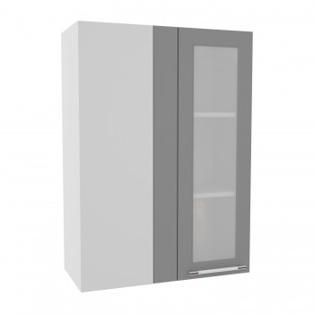 Лофт ВПУС 650 шкаф верхний угловой со стеклом высокий (Штукатурка белая/корпус Серый) в Зелёном Бору - zelyonyj-bor.mebel54.com | фото