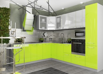 Модульная кухня Капля (Белый глянец/Лайм глянец) в Зелёном Бору - zelyonyj-bor.mebel54.com | фото