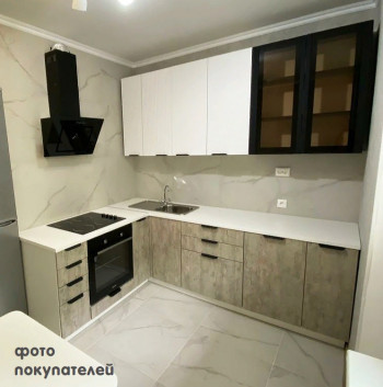 Модульная кухня Норд 1,6 м (Софт даймонд/Камень беж/Белый) в Зелёном Бору - zelyonyj-bor.mebel54.com | фото