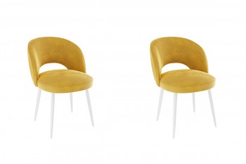 Набор стульев Моли 2 шт (жёлтый велюр/белый) в Зелёном Бору - zelyonyj-bor.mebel54.com | фото