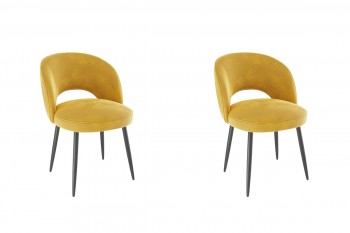 Набор стульев Моли 2 шт (жёлтый велюр/черный) в Зелёном Бору - zelyonyj-bor.mebel54.com | фото