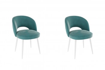 Набор стульев Моли 2 шт (зеленый велюр/белый) в Зелёном Бору - zelyonyj-bor.mebel54.com | фото