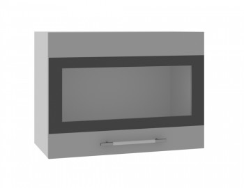 Норд ШВГС 600 Шкаф верхний горизонтальный со стеклом (Софт черный/корпус Белый) в Зелёном Бору - zelyonyj-bor.mebel54.com | фото