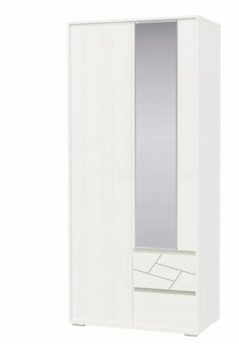 Шкаф 2-х дверный с ящиками Аделина 1000 Рамух белый в Зелёном Бору - zelyonyj-bor.mebel54.com | фото