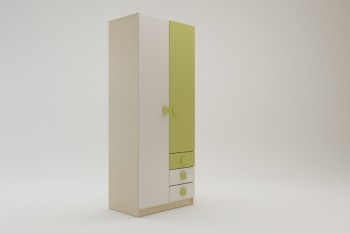 Шкаф 2-х створчатый с ящиками Эппл (Зеленый/Белый/корпус Клен) в Зелёном Бору - zelyonyj-bor.mebel54.com | фото