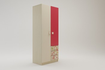 Шкаф 2-х створчатый с ящиками Ретвит (Бежевый/Красный/корпус Клен) в Зелёном Бору - zelyonyj-bor.mebel54.com | фото