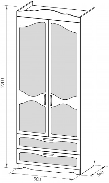 Шкаф 2-х створчатый с ящиками серии Иллюзия 33 сиреневый в Зелёном Бору - zelyonyj-bor.mebel54.com | фото
