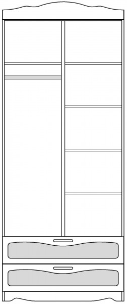 Шкаф 2-х створчатый с ящиками серии Иллюзия 99 Серый в Зелёном Бору - zelyonyj-bor.mebel54.com | фото