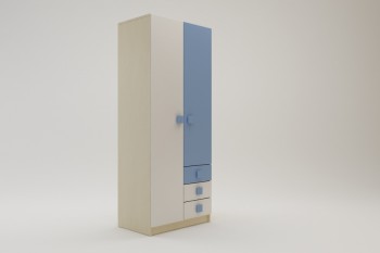 Шкаф 2-х створчатый с ящиками Скай (Синий/Белый/корпус Клен) в Зелёном Бору - zelyonyj-bor.mebel54.com | фото