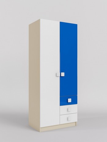 Шкаф 2-х створчатый с ящиками Скай люкс (Синий/Белый/корпус Клен) в Зелёном Бору - zelyonyj-bor.mebel54.com | фото