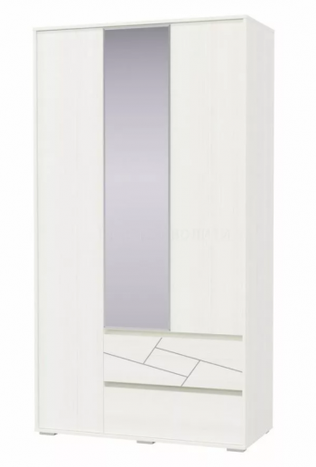 Шкаф 3-х дверный с ящиками Аделина 1200 Рамух белый в Зелёном Бору - zelyonyj-bor.mebel54.com | фото