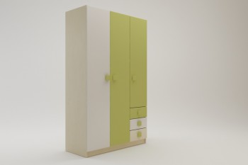 Шкаф 3-х створчатый с ящиками Эппл (Зеленый/Белый/корпус Клен) в Зелёном Бору - zelyonyj-bor.mebel54.com | фото