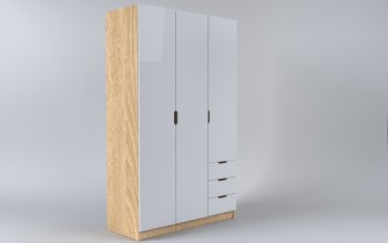 Шкаф 3-х створчатый с ящиками Лофт (Белый/корпус Дуб Сонома) в Зелёном Бору - zelyonyj-bor.mebel54.com | фото
