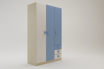 Шкаф 3-х створчатый с ящиками Скай (Синий/Белый/корпус Клен) в Зелёном Бору - zelyonyj-bor.mebel54.com | фото