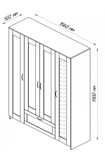 Шкаф четырехдверный Сириус с 1 зеркалом и 1 ящиком белый в Зелёном Бору - zelyonyj-bor.mebel54.com | фото