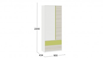 Шкаф для одежды комбинированный «Сканди» Дуб Гарден/Белый/Зеленый в Зелёном Бору - zelyonyj-bor.mebel54.com | фото