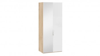 Шкаф для одежды с 1 глухой и 1 зеркальной дверями левый «Эмбер» Яблоня Беллуно/Белый глянец в Зелёном Бору - zelyonyj-bor.mebel54.com | фото