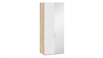 Шкаф для одежды с 1 глухой и 1 зеркальной дверями правый «Эмбер» Яблоня Беллуно/Белый глянец в Зелёном Бору - zelyonyj-bor.mebel54.com | фото