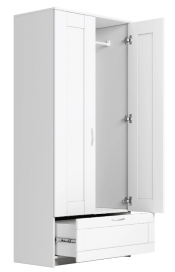 Шкаф двухдверный Сириус с 1 ящиком белый в Зелёном Бору - zelyonyj-bor.mebel54.com | фото