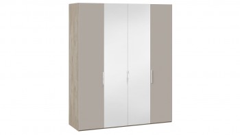 Шкаф комбинированный с 2 глухими и 2 зеркальными дверями «Эмбер» Баттл Рок/Серый глянец в Зелёном Бору - zelyonyj-bor.mebel54.com | фото