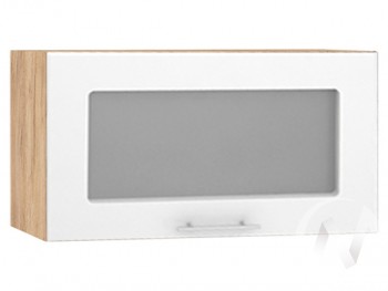 Шкаф со стеклом Валерия-М ШВГС-600 (Белый глянец/Дуб Крафт Золотой/верхний/горизонтальный) в Зелёном Бору - zelyonyj-bor.mebel54.com | фото