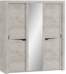 Шкаф трехдверный Соренто с раздвижными дверями Дуб бонифаций/Кофе структурный матовый в Зелёном Бору - zelyonyj-bor.mebel54.com | фото