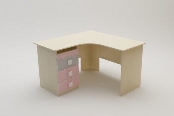 Стол угловой Грэйси (Розовый/Серый/корпус Клен) в Зелёном Бору - zelyonyj-bor.mebel54.com | фото
